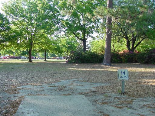 Fairway view of Hole #14 (#5) at Park Circle Disc Golf Course.