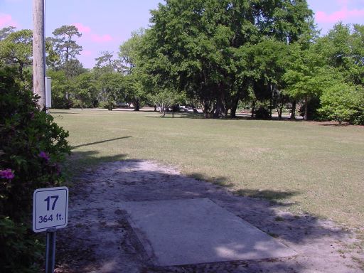 Fairway view of Hole #17 (#8) at Park Circle Disc Golf Course.