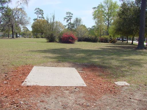 Fairway view of Hole #10 (#1) at Park Circle Disc Golf Course.