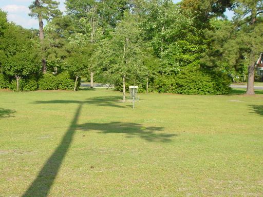 Basket view of Hole #2 (#11) at Park Circle Disc Golf Course.