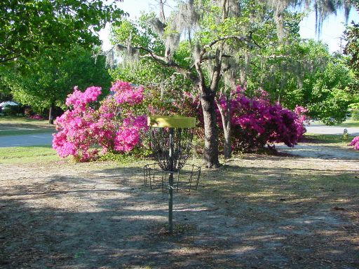 Basket view of Hole #6 (#15) at Park Circle Disc Golf Course.